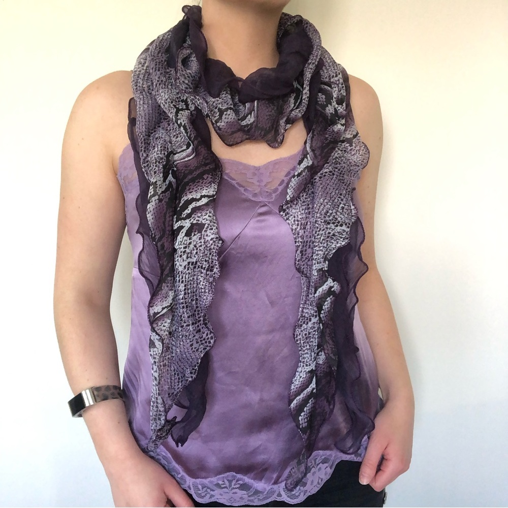 y2k Skinny Purple Snake Print Jellyfish Tentacle Scarf - Picture 1 of 5